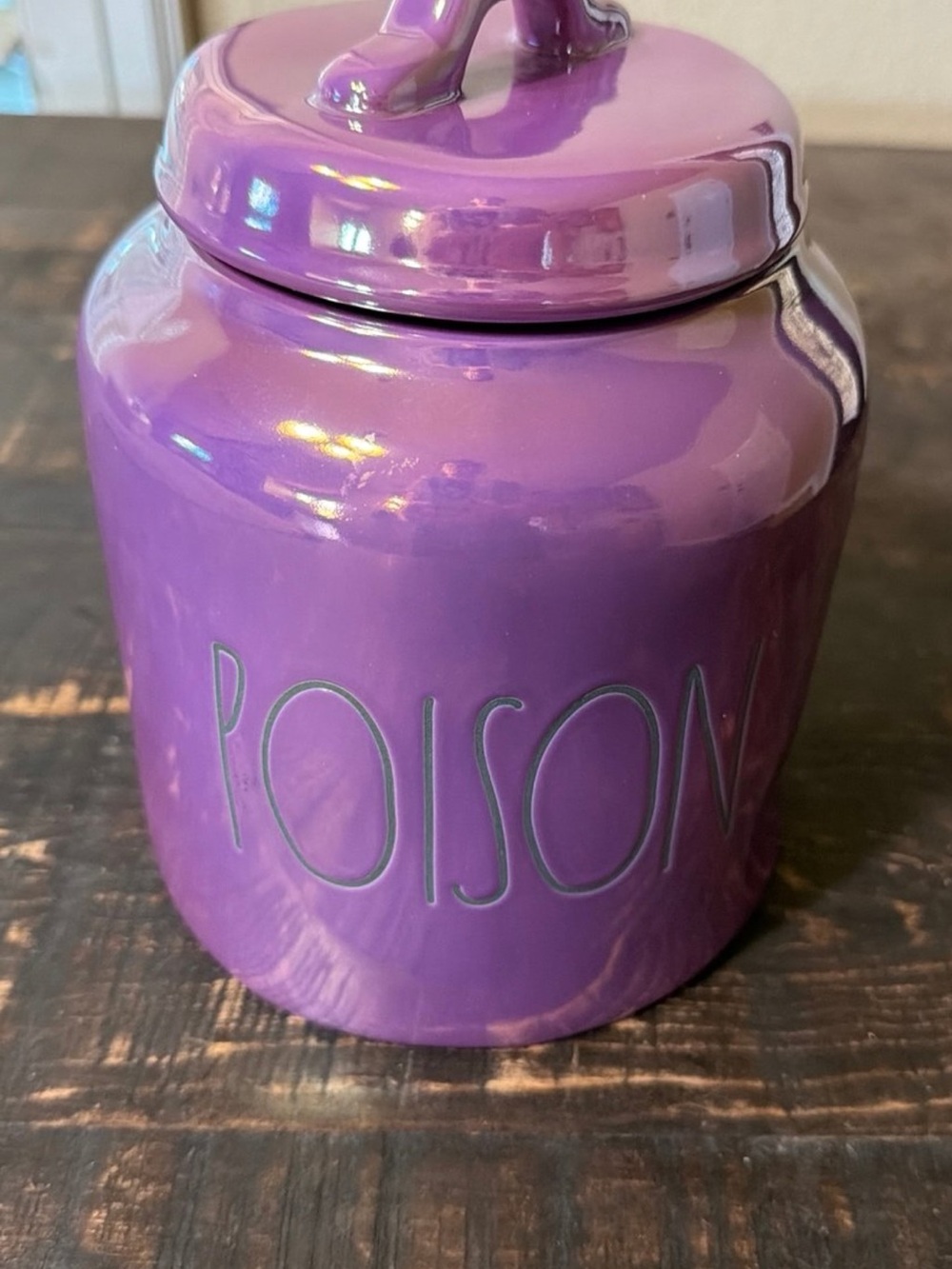 Rae Dunn Iridescent  Purple '” Poison' Ceramic Canister .